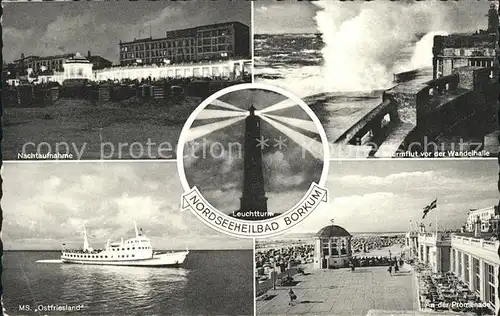 Borkum Nordseebad Nachaufnahme Sturmflut vor der Wandelhalle MS Ostfriesland An der Promenade / Borkum /Leer LKR