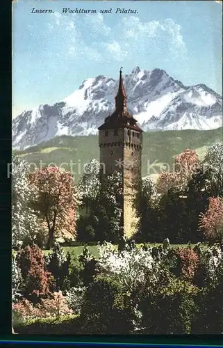 Luzern LU Wachtturm und Pilatus Kat. Luzern