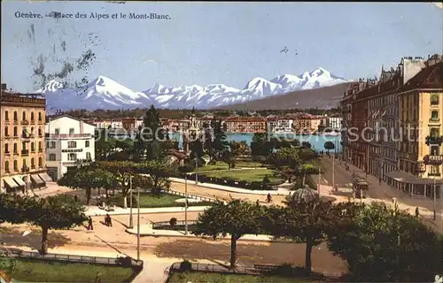 Geneve GE Place des Alpes et le Mont Blanc Kat. Geneve