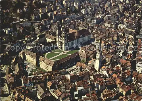 St Gallen SG Fliegeraufnahme Kathedrale und Regierungsgebaeude Kat. St Gallen