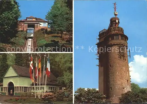 Baden Baden Merkur Standseilbahn  Tal  und Bergstation Kat. Baden Baden