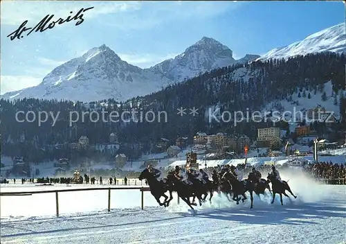 St Moritz GR Internationales Pferderennen auf dem zugefrorenen St Moritzersee Kat. St Moritz