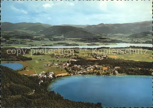 Seelach Klopeinersee mit Kleinsee und Stausee Panorama Kat. St. Kanzian am Klopeiner See
