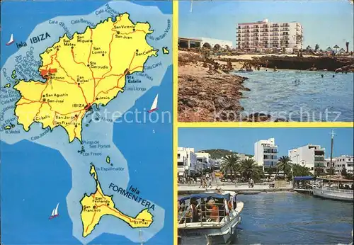 San Antonio Abad Calo des Moro Inselkarte Ibiza und Formentera Kat. Ibiza Spanien