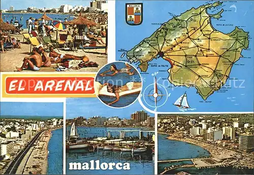 El Arenal Mallorca Strandpartien Hafen uebersichtskarte Kat. S Arenal