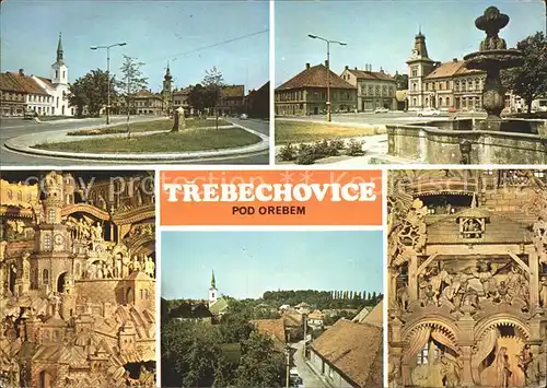 Trebechovice pod Orebem Namesti s kostelem skasnou a budovou MNV Trebechovicky betlem Celkovy pohled Kat. Tschechische Republik