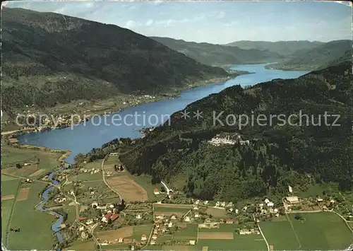 Ossiachersee mit Ruine Landskron Fliegeraufnahme Kat. Ossiach