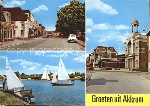 Akkrum Kirche Segelboot Strassenansicht Kat. Niederlande