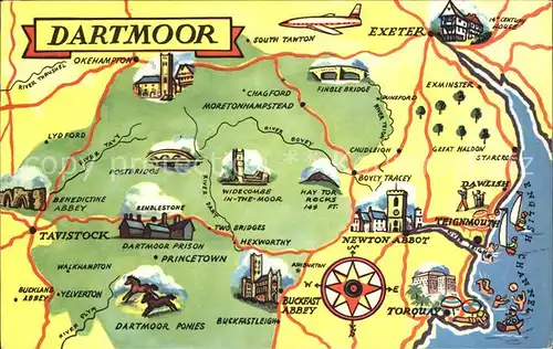Dartmoor uebersichtskarte Sehenswuerdigkeiten Kat. Newark and Sherwood