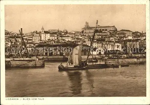 Lissabon Blick vom Tajo Woermann Linie Ferienreisen zur See Kat. Portugal