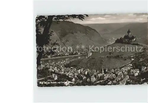 Cochem Mosel mit Burg Blick von der Umkehr Kat. Cochem