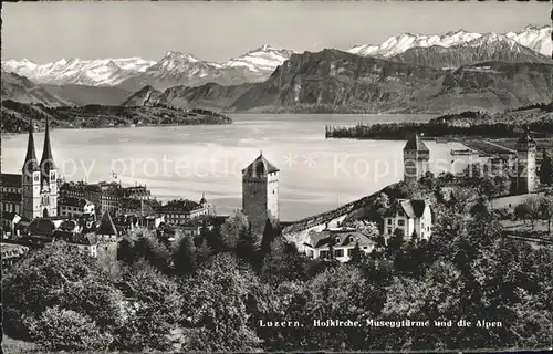 Luzern LU Hofkirche Museggtuerme Alpen Kat. Luzern