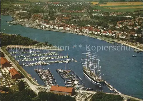 Travemuende Ostseebad Fliegeraufnahme Hafen Segelschiff  Kat. Luebeck