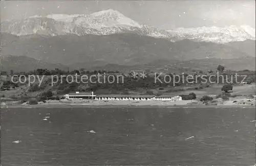 Side Antalya Ferienanlage Ansicht vom Meer aus Gebirge Kat. Tuerkei