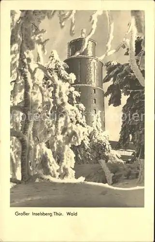 Grosser Inselsberg Aussichtsturm Winterlandschaft Thueringer Wald Kat. Brotterode