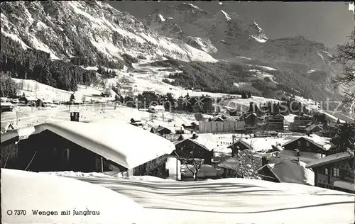 Wengen BE Ortsansicht mit Jungfrau Berner Alpen Wintersportplatz Kat. Wengen
