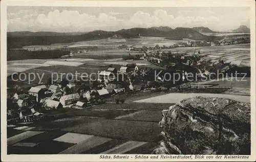 Schoena Elbe Panorama Blick von der Kaiserkrone Kat. Reinhardtsdorf Schoena