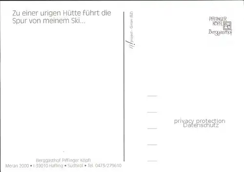 Hafling Meran Berggasthof Pfiffinger Koepfl Kat. Avelengo Suedtirol