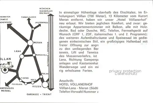 Lana Meran Voellan Hotel Voellanerhof Kat. Italien