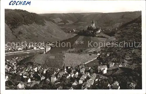 Cochem Mosel Panorama Blick von der Umkehr Burg Kat. Cochem