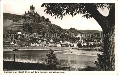 Cochem Mosel Blick auf Burg Kochem und Winnenburg Kat. Cochem