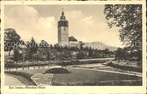 Allendorf Bad Sooden Partie an der Werra Blick zur Kirche Kat. Bad Soden am Taunus