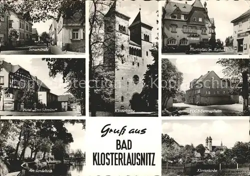 Klosterlausnitz Bad Geraerstrasse Marktplatz Rathaus FDGB Vertragsheim Klosterkirche Gondelteich Hotel Kat. Bad Klosterlausnitz