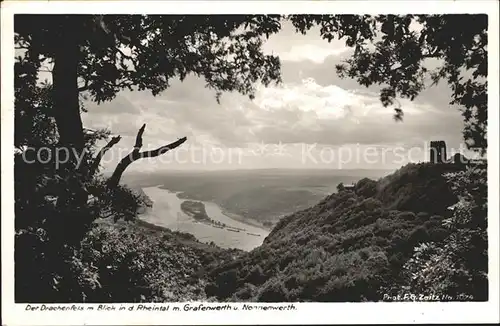 Foto Zeitz F.G. Nr. 1074 Drachenfels Rheintal Grafenwerth Nonnenwerth Kat. Berchtesgaden