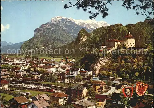 Kufstein Tirol mit Festung Kufstein und Kaisergebirge Kat. Kufstein