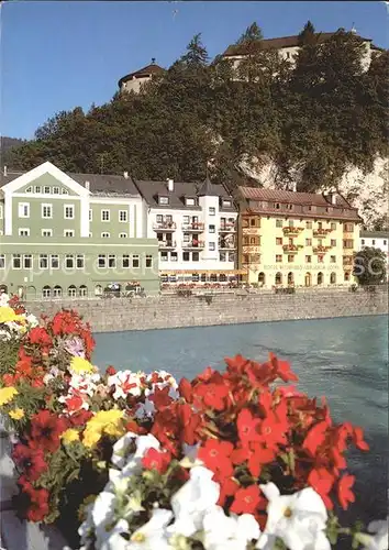 Kufstein Tirol Motiv am Inn mit Blick zur Festung Kat. Kufstein