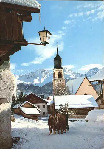 Fiss Tirol Dorfpartie Pferdeschlitten Kirche / Fiss /Tiroler Oberland