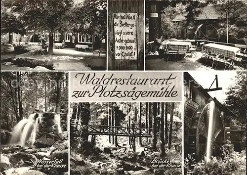 Herrenalb Loeffenau Schwarzwald Waldrestaurant zur Plotzsaegemuehle Wasserfall Bruecke Kat. March