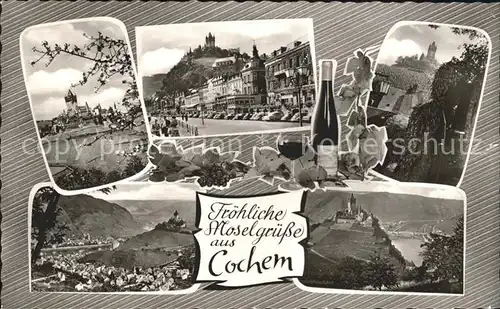 Cochem Mosel Burg Mosel Weinort Weinreben Flasche Kat. Cochem