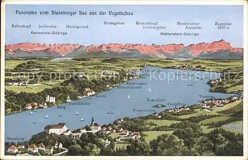 Starnbergersee Panoramakarte Kat. Starnberg