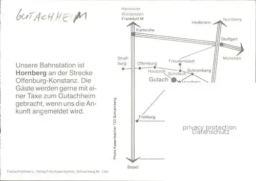 Gutachtal Schwarzwaldbahn Gutachheim Panorama Schwarzwaelder Trachten mit Bollenhut Skulptur Lageplan Kat. Gutach