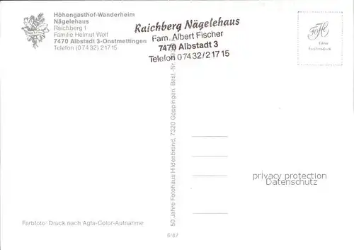 Raichberg Onstmettingen Wanderheim Naegelehaus Gastraeume Speisesaal Kat. Albstadt