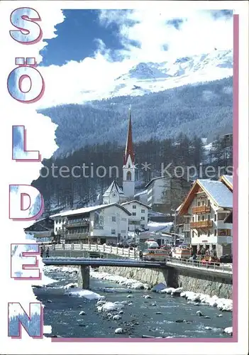 Soelden oetztal Ortsblick mit Kirche Kat. Soelden