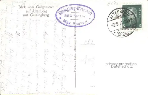 Altenberg Erzgebirge Blick vom Galgenteich mit Geisingberg Kat. Geising