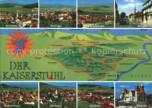 Kaiserstuhl Region Landkarte Boetzingen Ihringen Oberbergen Achkarren Breisach