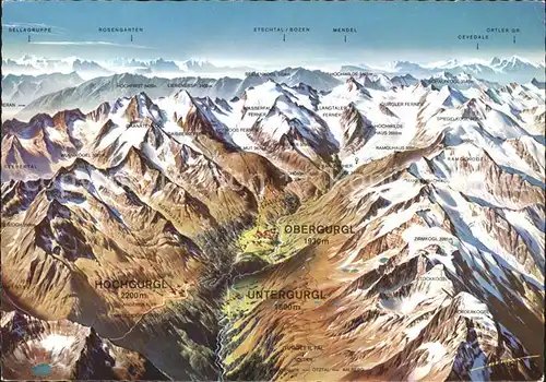 Obergurgl Soelden Tirol und Umgebung Panoramakarte Kat. Soelden oetztal