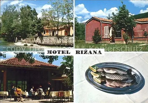 Slowenien Motel Rizana Terrasse Fischteller Kat. Slowenien