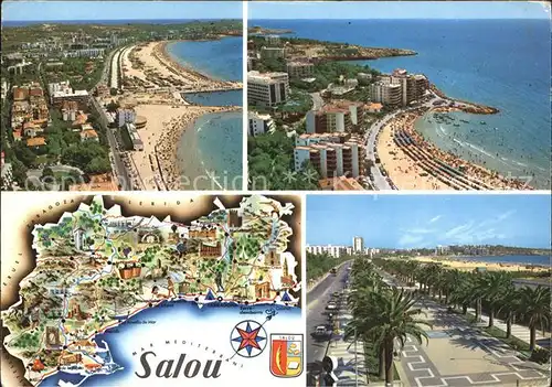 Salou Diversos aspectos de la Playa Strand Palmenallee Landkarte Kat. Tarragona Costa Dorada