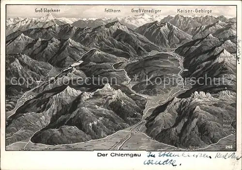 Chiemgau Panoramakarte Kat. Chiemsee