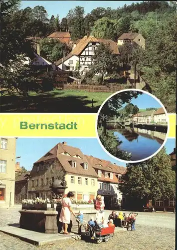 Bernstadt Loebau Teilansichten Partie am Fluss Brunnen