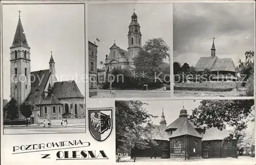 Olesna Kirche Teilansichten Dorfpartie