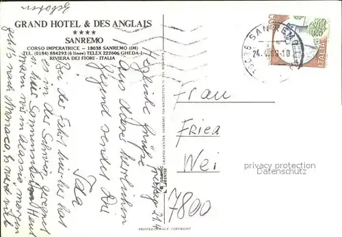 Sanremo Grand Hotel and Des Anglais Kat. 
