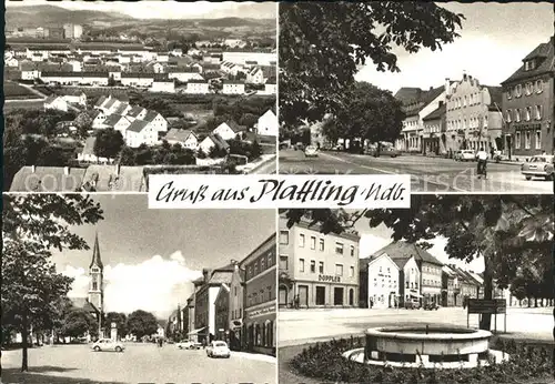 Plattling Isar Bayern Marktplatz Brunnen Gesamtansicht Kat. Plattling