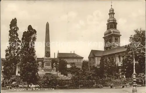 Worms Rhein Ludwigsplatz mit St Martinskirche Kat. Worms