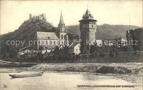 Oberwesel Rhein mit Liebfrauenkirche und Schoenburg