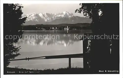 Ambach Starnbergersee mit Blick auf Seeshaupt Kat. Starnberg